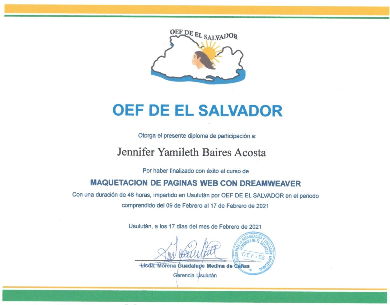 Curso de Maquetación Web con Dreamweaver – OEF de El Salvador